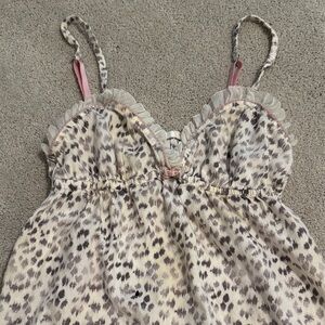 Leopard Print Cotton Cami Nightdress - Pink Trim